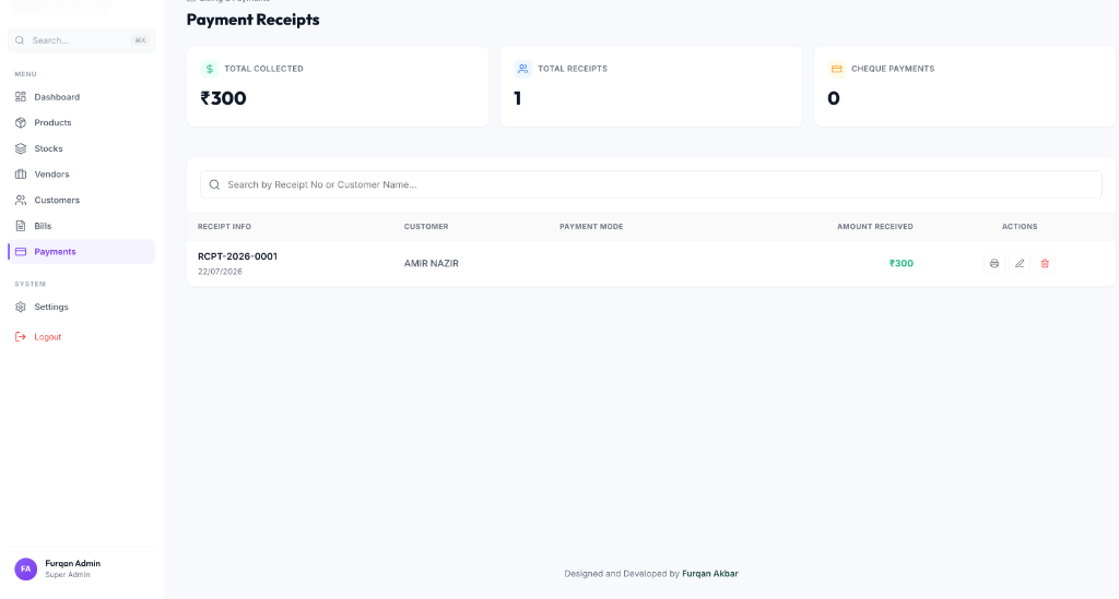 Payment Receipts